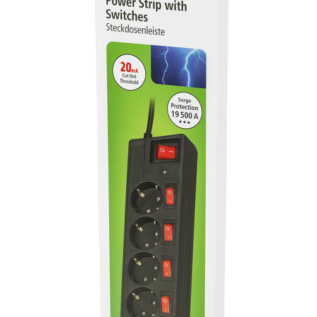 Hama 6-polige stekkerdoos – afzonderlijk schakelbaar met 45° graden stopcontacten